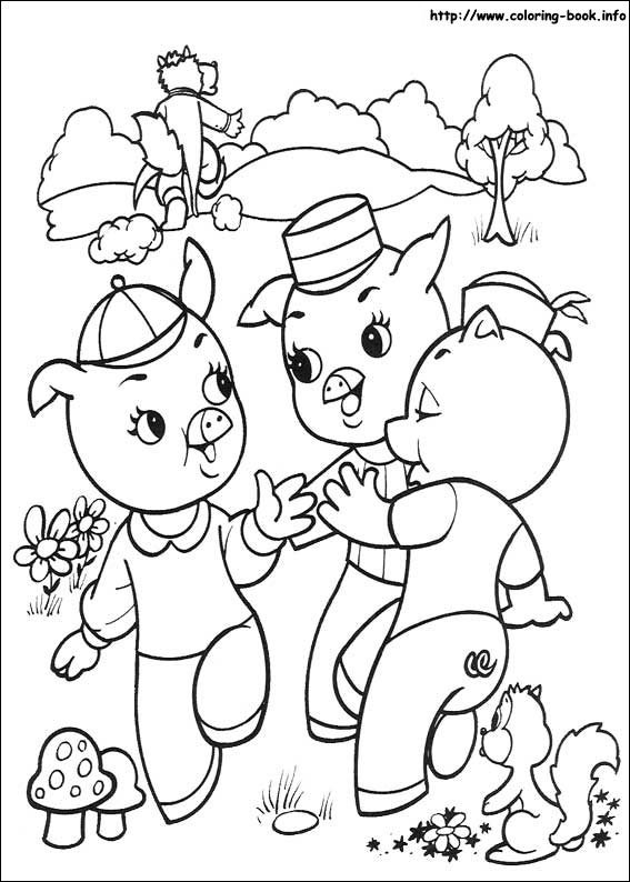 The three little pigs coloring picture